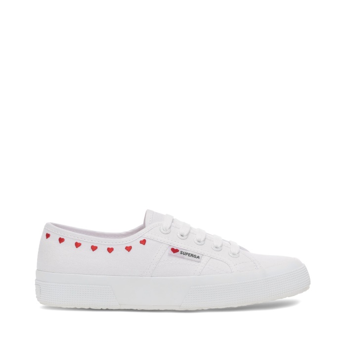 Superga Es 2750 Corazoncitos Bordado Blanco-corazón Rojo