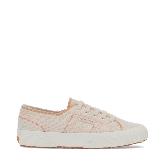 Superga Es 2750 Organic Pespuntes Beige Crudo-naranja Albaricoque