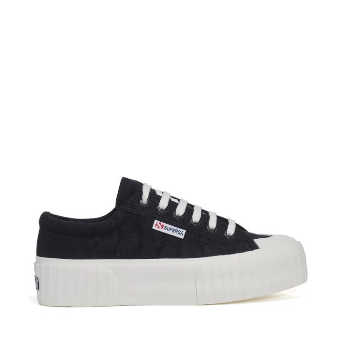 Superga Es 2631 Stripe Plataforma Negro Blanco
