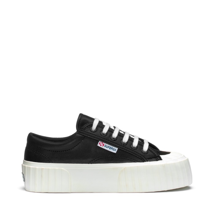 Superga Es 2631 Stripe Plataforma Vegan Fau Negro-blanco