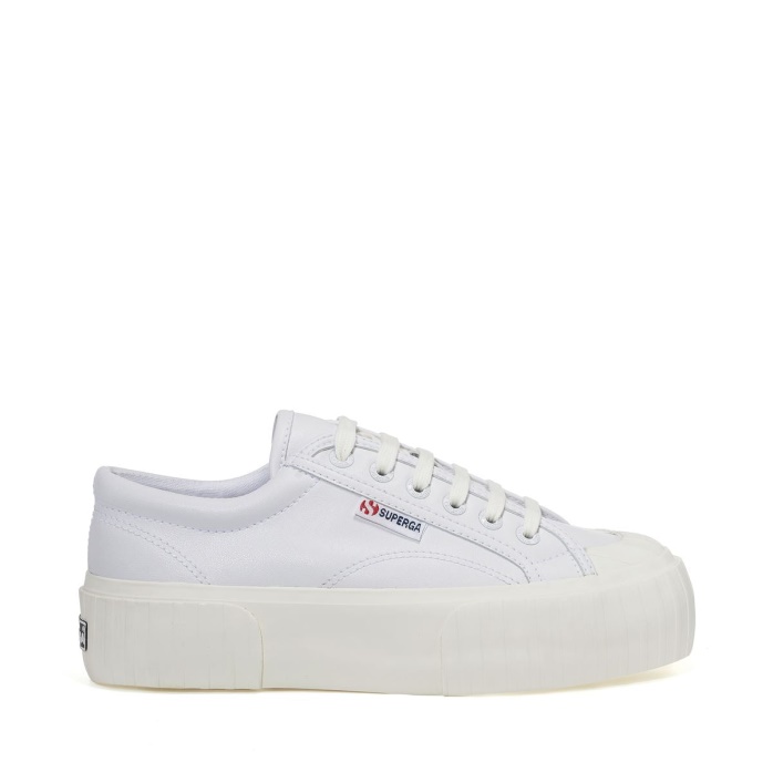 Superga Es 2631 Stripe Plataforma Vegan Fau Blanco