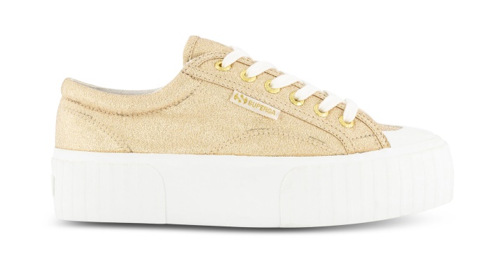 Superga Es 2631 Stripe Plataforma Lame Oro Amarillo