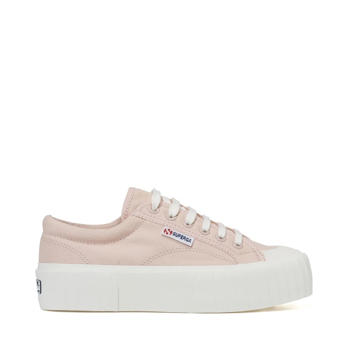 Superga Es 2631 Raya Plataforma Piel Rosa