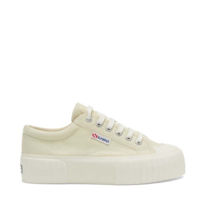 Superga Es 2631 Stripe Plataforma Beige Lt Eggshell