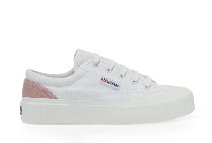 Superga Es 2630 Stripe Acolchado Blanco-rosa Empolvado