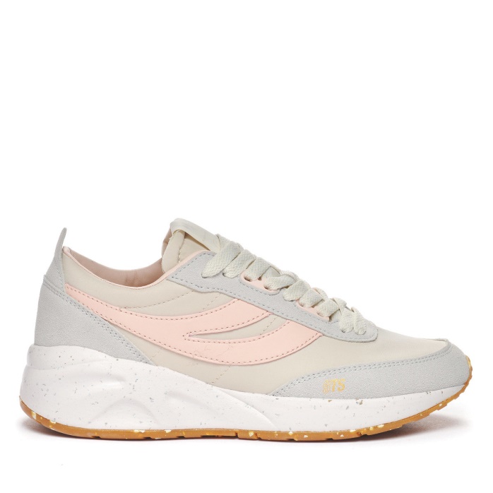 Superga Es 4089 Training 9ts Slim Vegan Faux Leather Beige Gesso-grey Lt-pink Ish-b