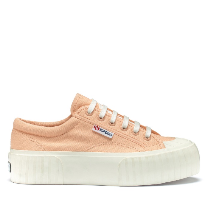 Superga Es 2631 Stripe Plataforma Rosa Melocotón-f Avorio