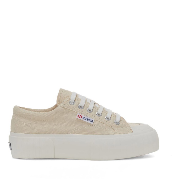 Superga Es 2631 Stripe Plataforma Beige Lt Eggshell-f Avorio