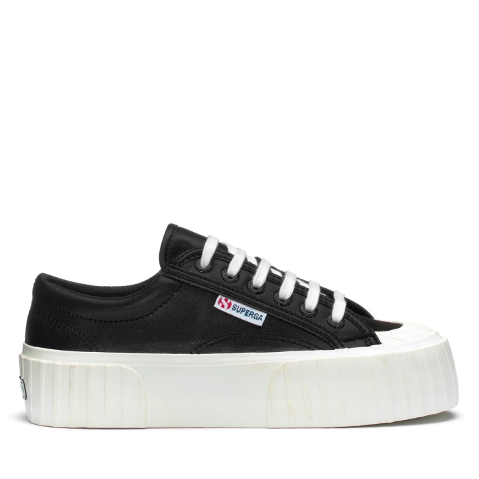 Superga Es 2631 Stripe Plataforma Vegan Negro-blanco Avorio