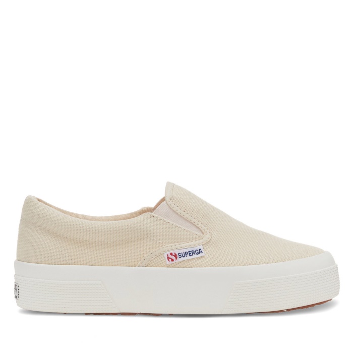 Superga Es 2740 Plataforma Slip On Beige Lt Eggshell-f Avorio
