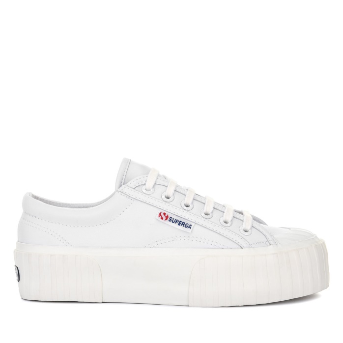 Superga Es 2631 Stripe Plataforma Vegano Blanco-blanco Avorio