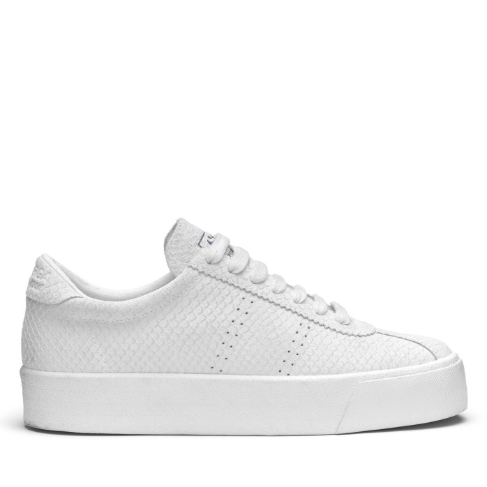 Superga Es 2854 Club 3 Serpiente Suede Total Blanco-blanco
