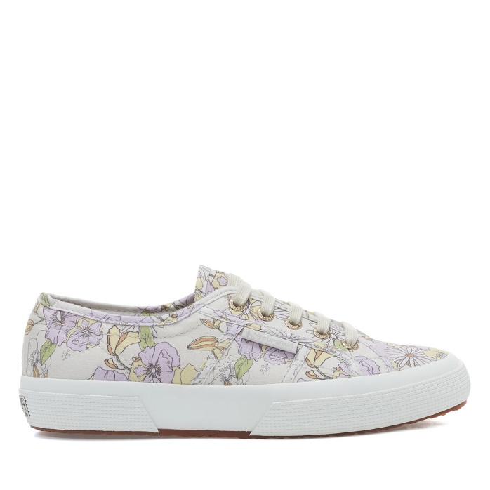 Superga Es 2750 Floral Print Lt Beige Lilla Lt Flores Amarillas