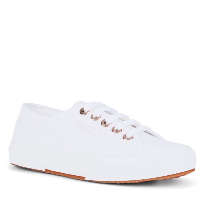 Superga Es 2750 Cotu Ojales Grandes Blanco-oro Rosa