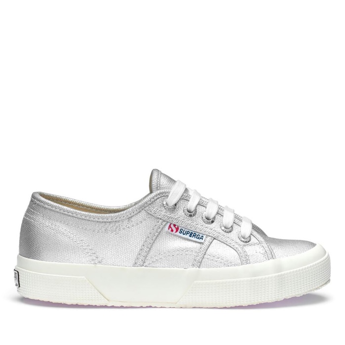 Superga Es 2750 Lona Metalizada Gris Plata Mate-f Avorio