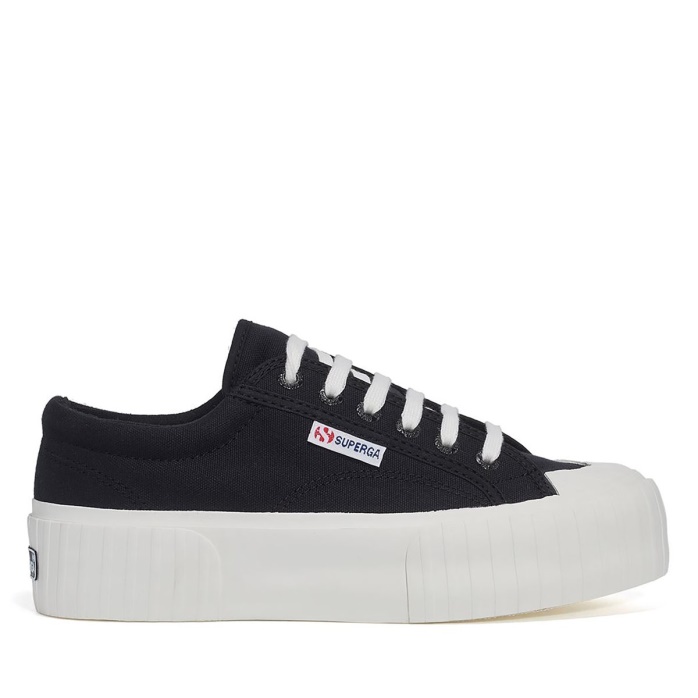 Superga Es 2631 Stripe Plataforma Negro-blanco Avorio